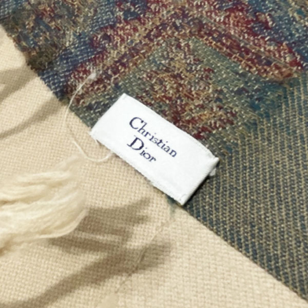 Christian Dior Paisley Large Shawl Multicolor Beige Scarf SS-13364 - Picture 8 of 9